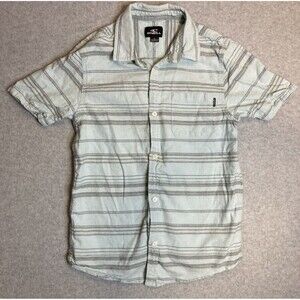 O’Neil Boys Sz L Button Up 100% Cotton Beach Boho Summer Coastal Retro Stripe